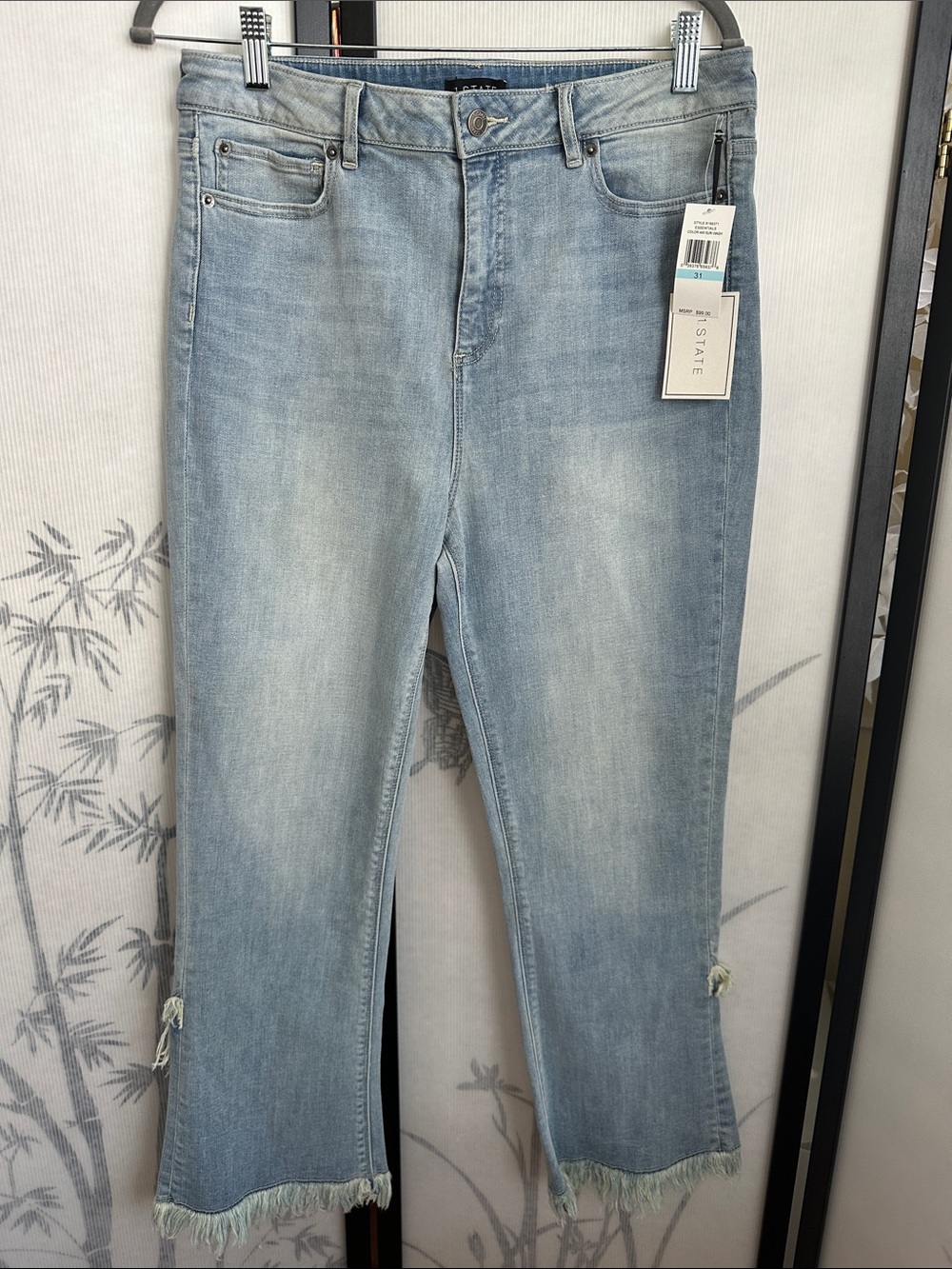 1. State Denim Frayed Hem Jeans - Light Blue -see measurements in photos